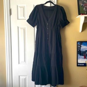 Madewell black midi dress